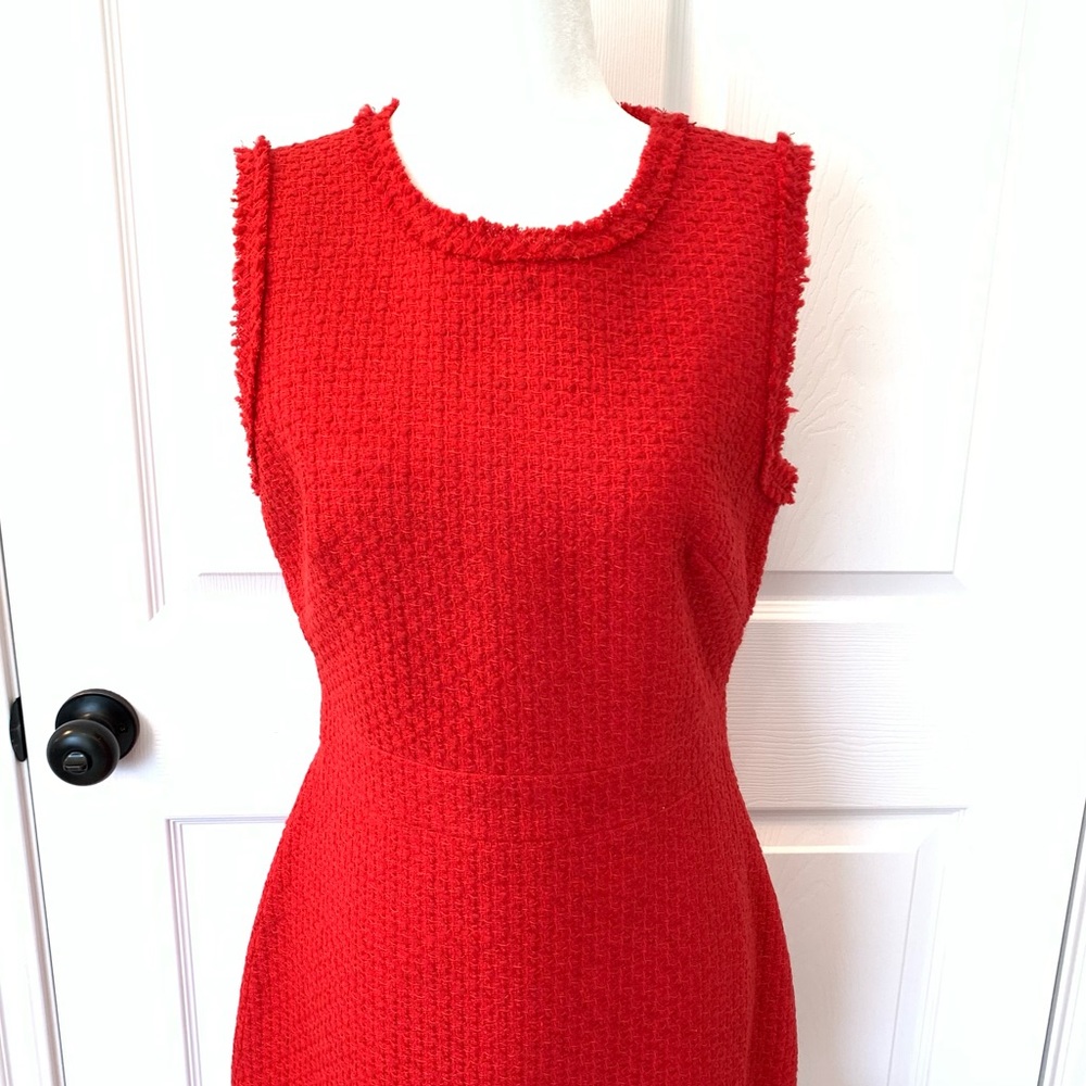 NWOT Kate Spade Sleeveless Red Tweed Sheath Dress - Picture 8 of 13